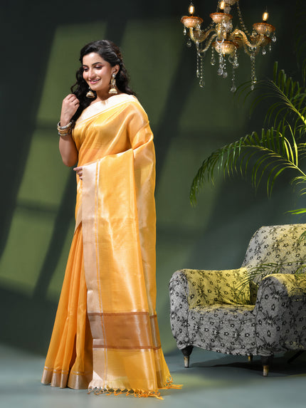 Women`s Tissue silk sarees for women latest, design organza New sari Swarnika zari Design golden Kora tissue banarasi saree for wedding party, wear sarees for Women (Golden Yellow)