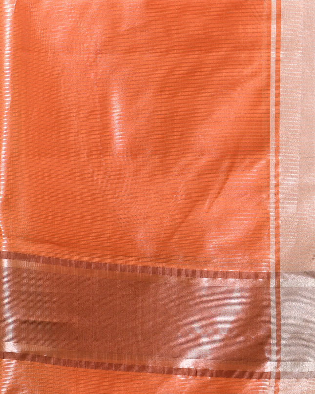 Women`s Tissue silk sarees for women latest, design organza New sari Swarnika zari Design golden Kora tissue banarasi saree for wedding party, wear sarees for Women (Copper Orange)