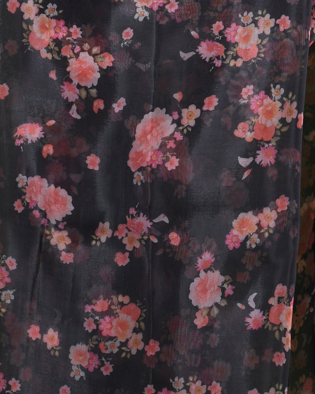 Women`s Printed Organza Saree Semi-Transparent Party, Wear organza weddings latest, Trending Design sarees Fancy banarasi organza silk saree for Farewell Black Sarees for Women