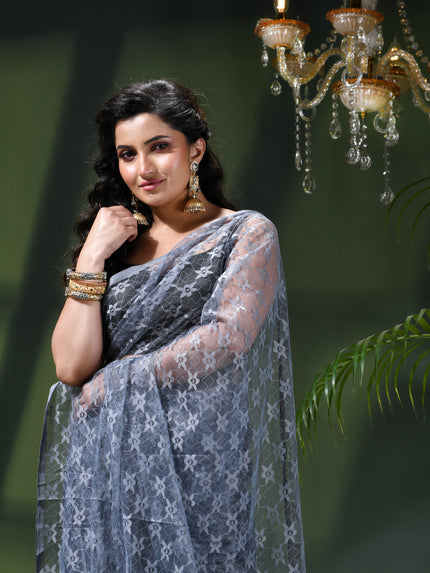 Women’s Net Sequin Embroidered saree Soft Net saree party, wear Chiffon wedding Silk georgette latest, Net sarees Heavy design Function Festive farewell saree for women (Grey)