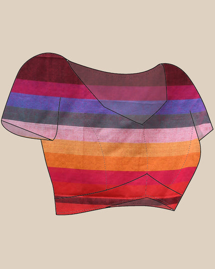 Women’s Rainbow Cotton Silk Saree for Women Latest Design Party Wear Office Wear Handloom Linen Chettinad Saree Wedding Farewell Function Wear Saree (Canbery)