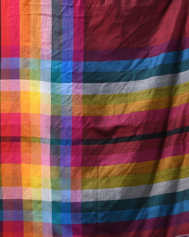 Women’s Rainbow Cotton Silk Saree for Women Latest Design Party Wear Office Wear Handloom Linen Chettinad Saree Wedding Farewell Function Wear Saree (Canbery)