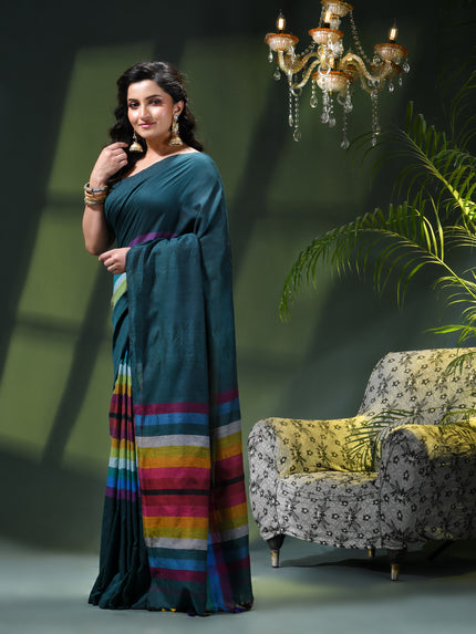 Women’s Rainbow Cotton Silk Saree for Women Latest Design Party Wear Office Wear Handloom Linen Chettinad Saree Wedding Farewell Function Wear Saree (Tute)