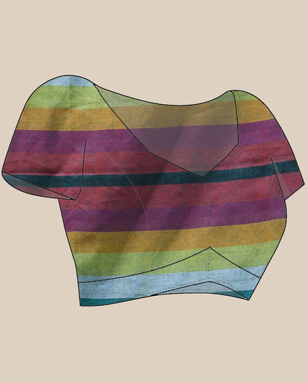 Women’s Rainbow Cotton Silk Saree for Women Latest Design Party Wear Office Wear Handloom Linen Chettinad Saree Wedding Farewell Function Wear Saree (Tute)