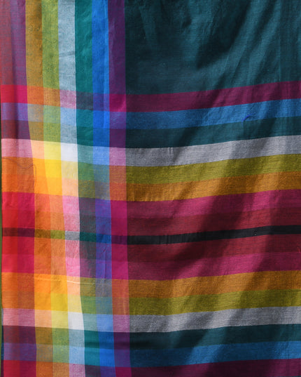 Women’s Rainbow Cotton Silk Saree for Women Latest Design Party Wear Office Wear Handloom Linen Chettinad Saree Wedding Farewell Function Wear Saree (Tute)