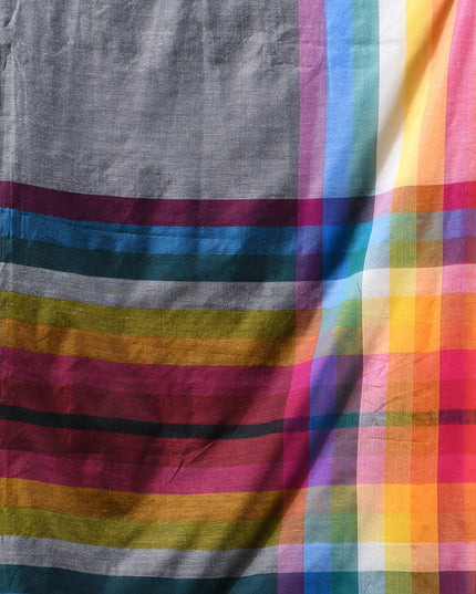Women’s Rainbow Cotton Silk Saree for Women Latest Design Party Wear Office Wear Handloom Linen Chettinad Saree Wedding Farewell Function Wear Saree (Grey)