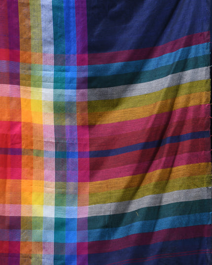 Women’s Rainbow Cotton Silk Saree for Women Latest Design Party Wear Office Wear Handloom Linen Chettinad Saree Wedding Farewell Function Wear Saree (Blue)