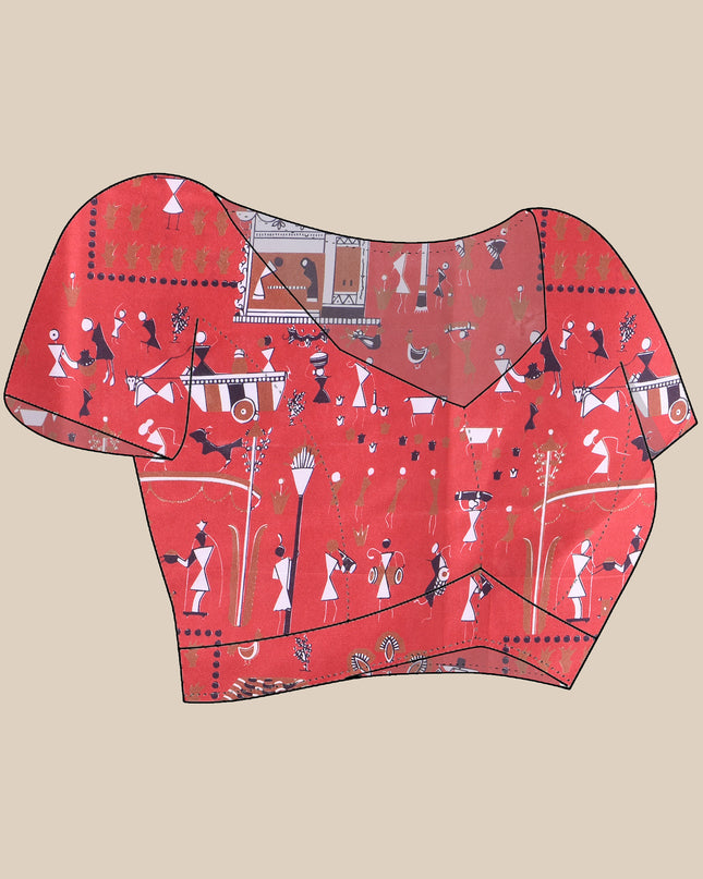Women’s kalamkari silk sarees Fancy satin sarees for women party, wear georgette Pure latest, Printed kalamkari sarees Design Soft Trendy party, wear Silk Sarees for women (Red Black)