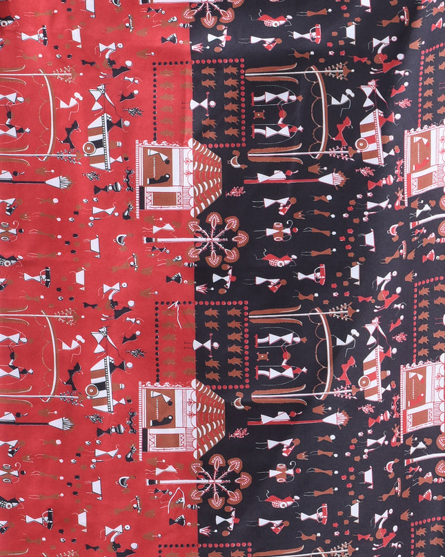 Women’s kalamkari silk sarees Fancy satin sarees for women party, wear georgette Pure latest, Printed kalamkari sarees Design Soft Trendy party, wear Silk Sarees for women (Black Red)