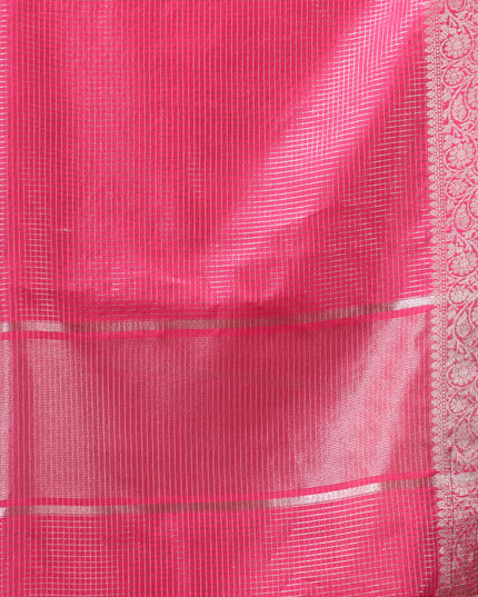 Women`s Tissue silk sarees for women latest, design Cotton sari Kanak zari New, Design golden Kora tissue banarasi New Farewell wedding kanjivaram silk party, wear saree (Pink)