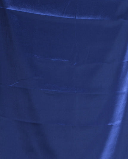 Women`s Soft Satin Silk Plain Saree for wedding, party, wear saree for women latest, design saree Satin Pure silk Crepe farewell party, wear dress Collection Plain sarees (Royal Blue)