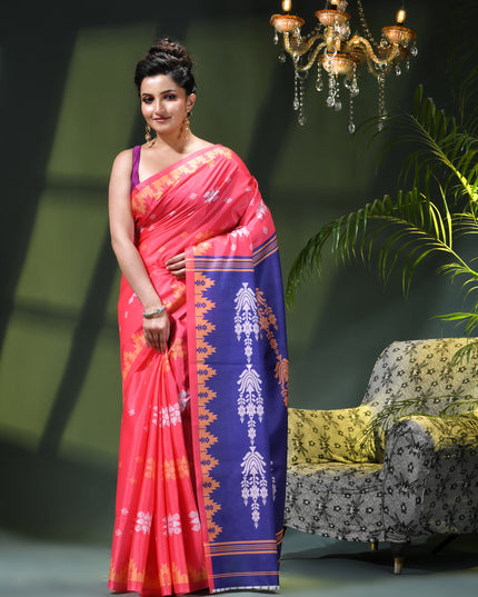 Women`s silk sarees party, wear latest, Tanvika design georgette chiffon Crepe cotton saree for farewell wedding New sari printed fancy printed silk sarees for women (Blue Pink)