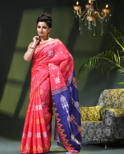Women`s silk sarees party, wear latest, Tanvika design georgette chiffon Crepe cotton saree for farewell wedding New sari printed fancy printed silk sarees for women (Blue Pink)
