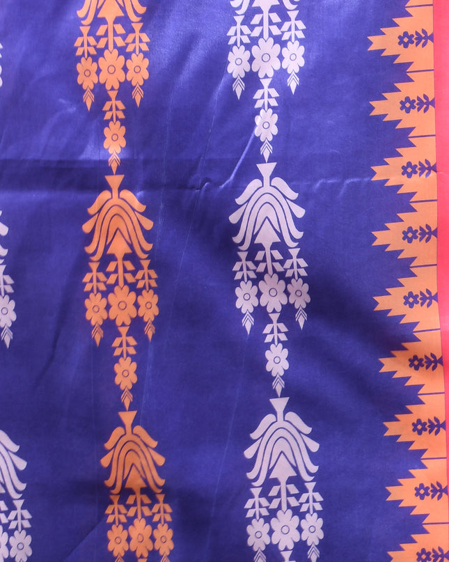 Women`s silk sarees party, wear latest, Tanvika design georgette chiffon Crepe cotton saree for farewell wedding New sari printed fancy printed silk sarees for women (Blue Pink)