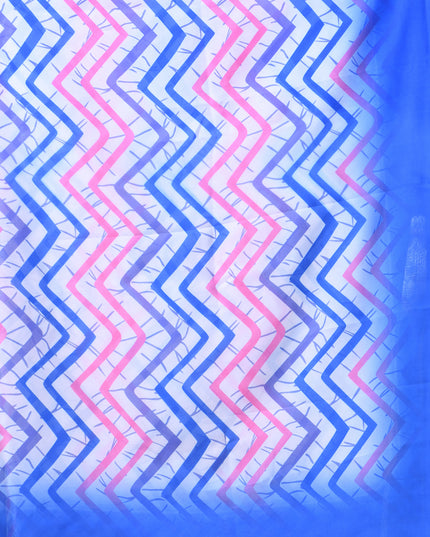 Womens georgette party, wear saree for farewell chiffon sarees women latest Rekhamaya design printed cotton New Sari chiffon silk Saree wedding saree for woman(Blue Baby Pink)