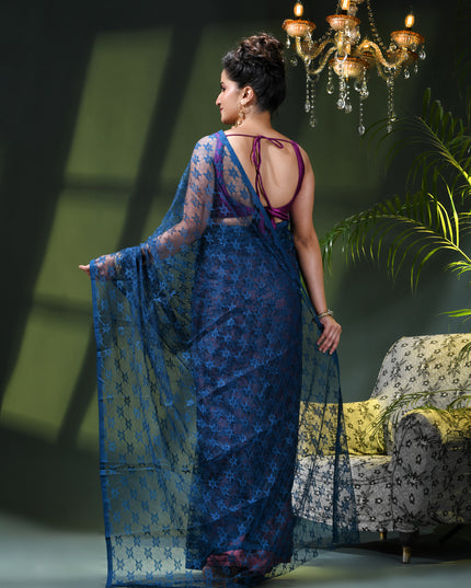 Women’s Net Sequin Embroidered saree Soft Net saree party, wear Chiffon wedding Silk georgette latest, Net sarees Heavy design Function Festive farewell saree for women (Blue)