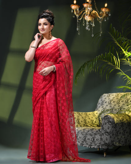 Women’s Net Sequin Embroidered saree Soft Net saree party, wear Chiffon wedding Silk georgette latest, Net sarees Heavy design Function Festive farewell saree for women (Pink)