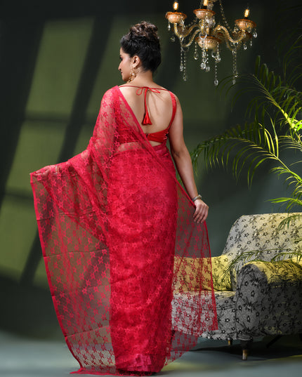 Women’s Net Sequin Embroidered saree Soft Net saree party, wear Chiffon wedding Silk georgette latest, Net sarees Heavy design Function Festive farewell saree for women (Pink)