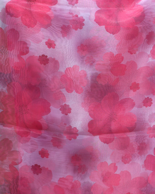Women`s Printed Organza Saree Semi-Transparent Party, Wear weddings latest, Trending Design sarees Fancy banarasi organza silk saree for Farewell Pink White Sarees for Women