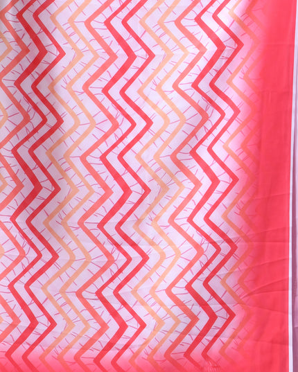 Womens georgette party, wear saree for farewell chiffon sarees women latest Rekhamaya design printed cotton New Sari chiffon silk Saree wedding saree for woman(Red White Orange)