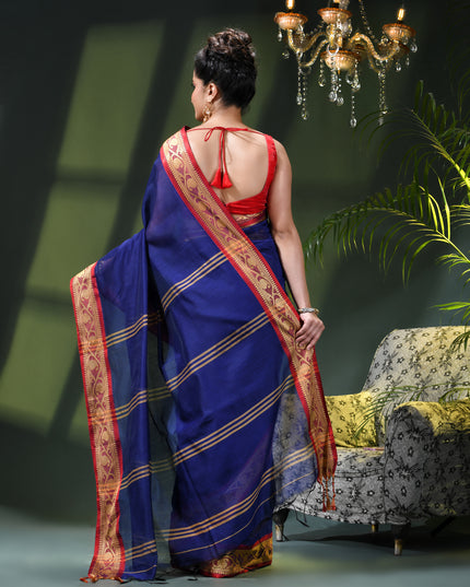 Women`s cotton sarees for women latest, Prema Design party, wear georgette saree farewell wedding, function linen handloom New fancy saree daily, wear silk cotton sarees (Blue)