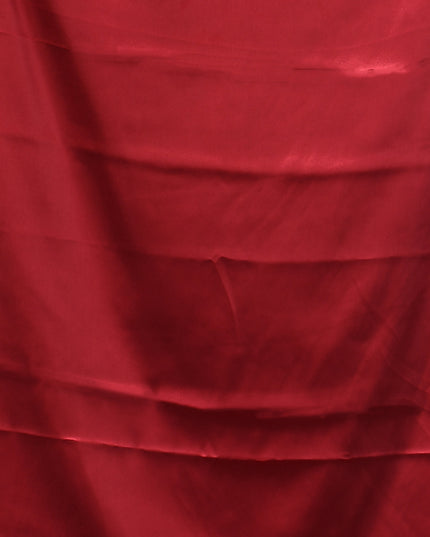 Women`s Soft Satin Silk Plain Saree for wedding, party, wear saree for women latest, design saree Satin Pure silk Crepe farewell party, wear dress Collection Plain sarees (Maroon Red)