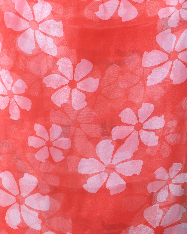 Women`s Printed Organza Saree Semi-Transparent Party, Wear weddings latest, Trending Floral Design sarees Fancy banarasi organza silk saree for Farewell Light Pink Sarees for Women