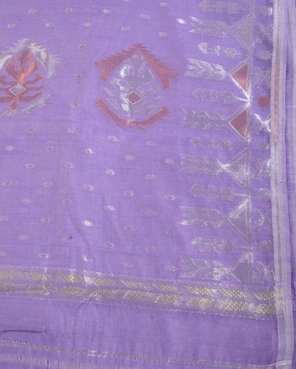 dB DESH BIDESH Women's Soft Cotton Silk Jamdani Sarees For Women for Party Festival Wedding Silk Saree GlamQueen Gold Work Design Without Blouse piece (Purple)