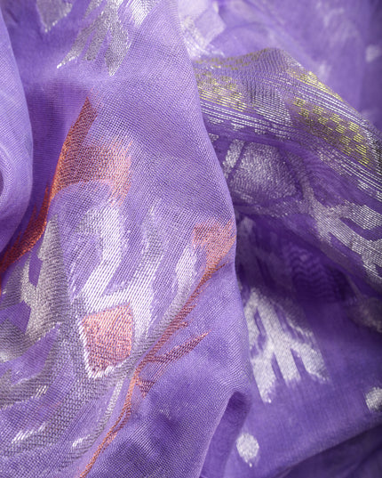 dB DESH BIDESH Women's Soft Cotton Silk Jamdani Sarees For Women for Party Festival Wedding Silk Saree GlamQueen Gold Work Design Without Blouse piece (Purple)