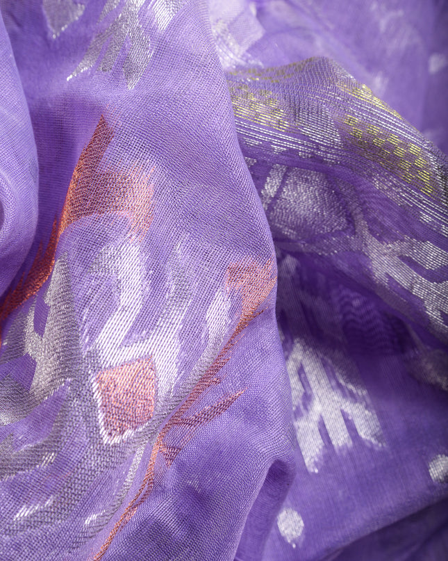 dB DESH BIDESH Women's Soft Cotton Silk Jamdani Sarees For Women for Party Festival Wedding Silk Saree GlamQueen Gold Work Design Without Blouse piece (Purple)