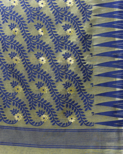 dB DESH BIDESH Women's Traditional Bengal Soft Cotton Silk Jamdani Sarees For Women Tentullata Design Cotton saree for woman Without Blouse piece | Ethnic Wear Sari (Deep Blue Pink)