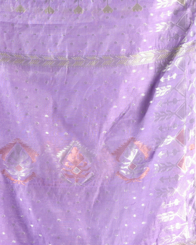 dB DESH BIDESH Women's Soft Cotton Silk Jamdani Sarees For Women for Party Festival Wedding Silk Saree GlamQueen Gold Work Design Without Blouse piece (Purple)