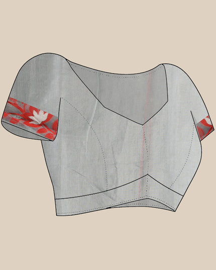 dB DESH BIDESH Women's Jamdani Sarees For Women for Party Festival Wear Kusumlata Design Soft Cotton Linen saree for woman Without Blouse piece (Grey Red)