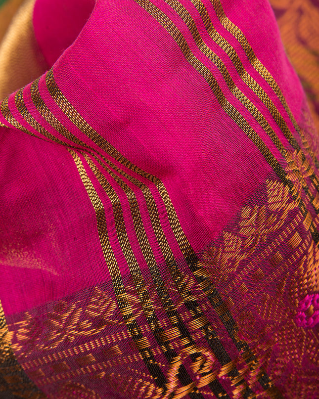 Pure Silk Kanjivaram Handloom Cotton Mine Rajoshree Designer Saree With Blouse Piece - Grey Pink