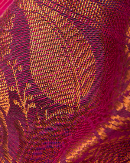 Pure Silk Kanjivaram Handloom Cotton Rajoshree Designer Saree With Blouse Piece - Dark Blue Pink