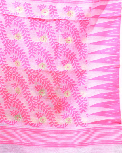 dB DESH BIDESH Women's Traditional Bengal Soft Cotton Silk Jamdani Sarees For Women Tentullata Design Cotton saree for woman Without Blouse piece | Ethnic Wear Sari (Pink White)