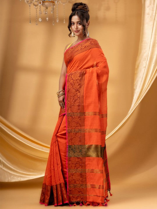 DESH BIDESH Floral Woven Design Taant Saree