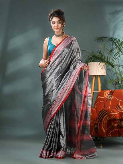 Women's Party Wear Suvarna Rekha Design Tissue Silk Saree with Blouse Piece