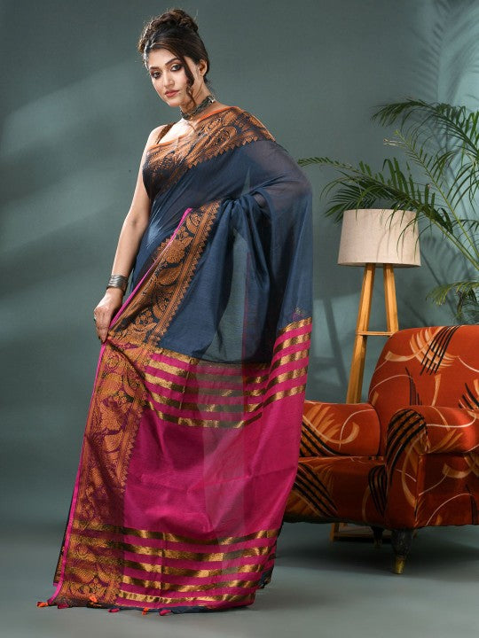 DESH BIDESH Zari Silk Cotton Kanjeevaram Saree