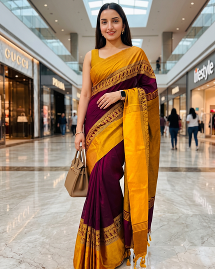 Diamond Handloom Very Soft Pure Cotton Saree For Festival and Puja New Collection Trending Sarees for Women