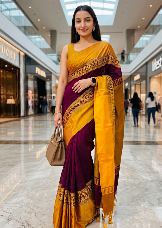 Diamond Handloom Very Soft Pure Cotton Saree For Festival and Puja New Collection Trending Sarees for Women