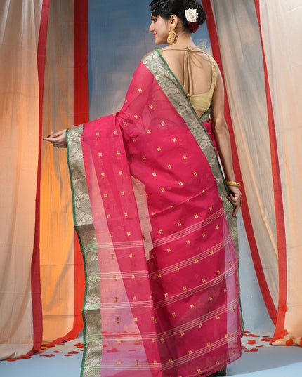 DESH BIDESH Women's Ethnic Motifs Pure Cotton Saree with Blouse Piece