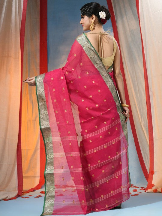 DESH BIDESH Women's Ethnic Motifs Pure Cotton Saree with Blouse Piece