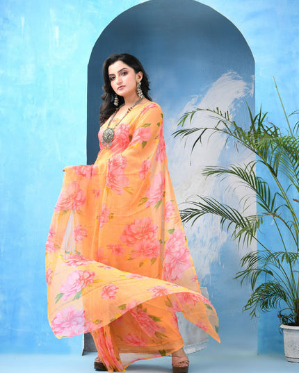 DESH BIDESH Floral Bandhani Saree