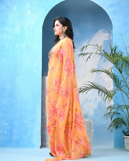 DESH BIDESH Women Floral Printed Bandhani Saree