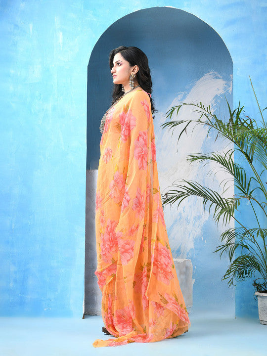 DESH BIDESH Women Floral Printed Bandhani Saree