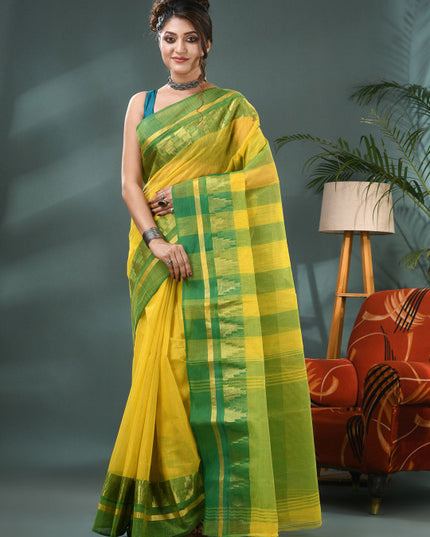 DESH BIDESH Bandhani Zari Pure Cotton Taant Saree