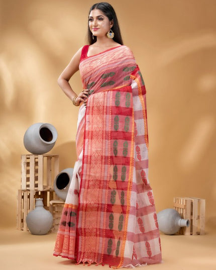 DESH BIDESH Woven Design Pure Cotton Taant Saree