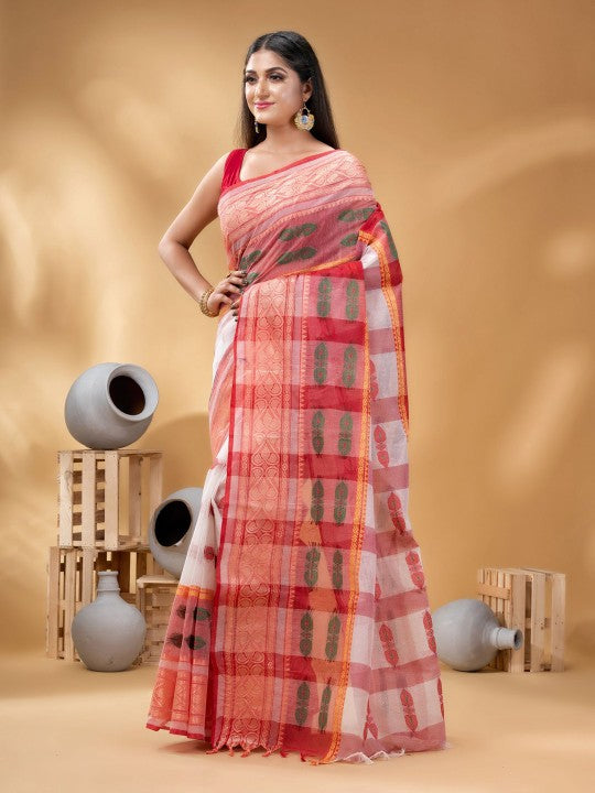 DESH BIDESH Woven Design Pure Cotton Taant Saree