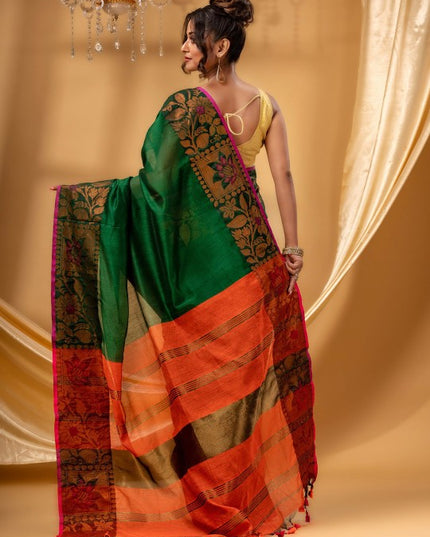 DESH BIDESH Zari Silk Cotton Taant Saree